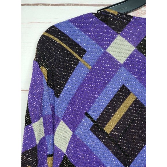 Kathie Lee Collection Plum Multicolored Crew Neck Dress XL 16/18 Pullover Shirt - Picture 6 of 9